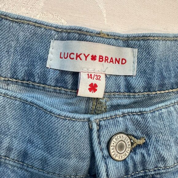 Lucky Brand Women's Size 14/32 High Rise Wide Leg Cropped Blue Denim‎ Jeans - Picture 4 of 16